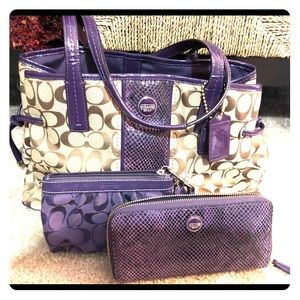 Coach Signature Python Carryall Shoulder Bag Set